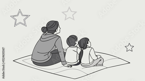 Family Gazing at Stars Together on a Blanket