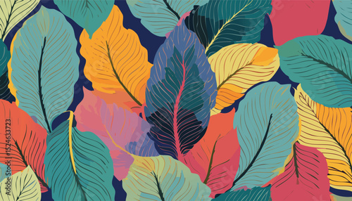 Seamless Minimalist Tropical Leaf Pattern – Modern Botanical Repeat Design