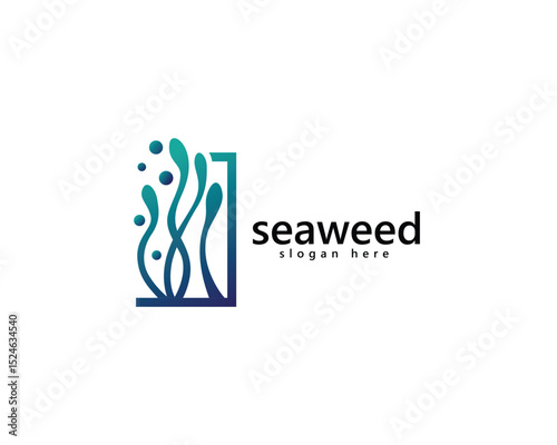 creative seaweed logo, abstract seaweed out of frame, logo design template