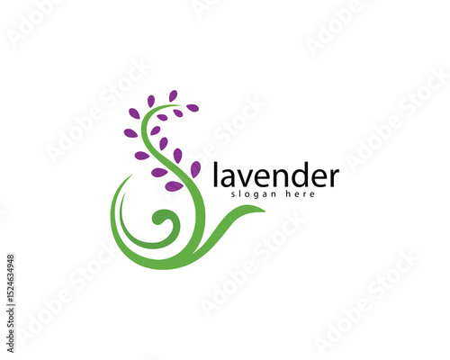 creative lavender beauty bar and perfume logo, purple lavender circled in the shape of the letter s, logo design inspiration