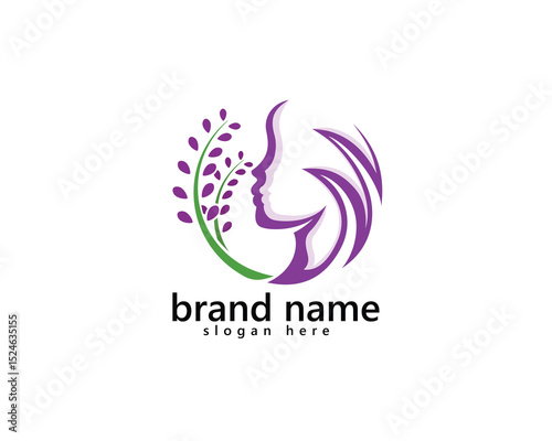 creative lavender beauty bar logo, two lavender flowers with woman's head abstract logo design inspiration