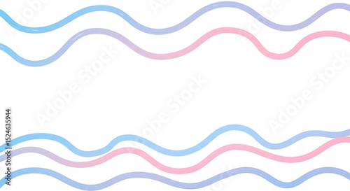 hand-drawn wavy lines in baby blue and pink, flowing rhythmically, isolated on a white background

