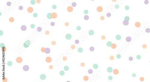 soft pastel polka dots in playful sizes, arranged randomly, isolated on a clean white background

