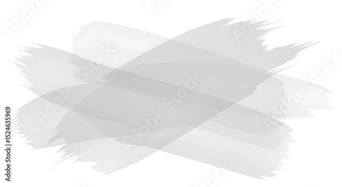 overlapping translucent brushstrokes in light gray and white, isolated on white background

