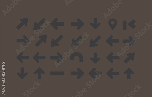 Collection of bold black arrows and location pin icons