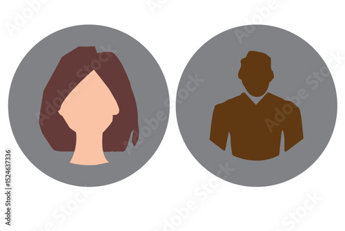 Avatars of a man and a woman. Silhouettes male and female. Profiles of abstract people. Unknown or anonymous persons. Vector illustration