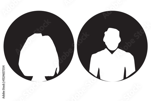 Avatars of a man and a woman. Silhouettes male and female. Profiles of abstract people. Unknown or anonymous persons. Vector illustration