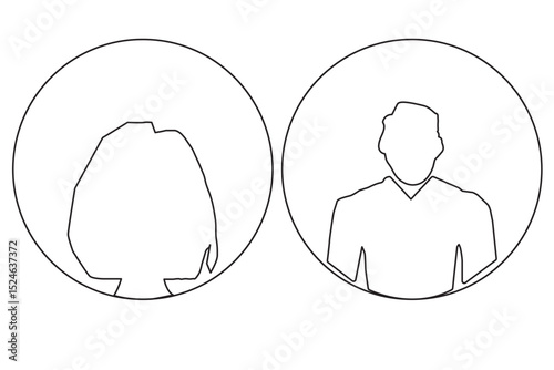 Avatars of a man and a woman. Silhouettes male and female. Profiles of abstract people. Unknown or anonymous persons. Vector illustration