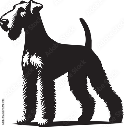 airedale terrier dog silhouette, airedale terrier dog vector illustration, dog vector illustration icon