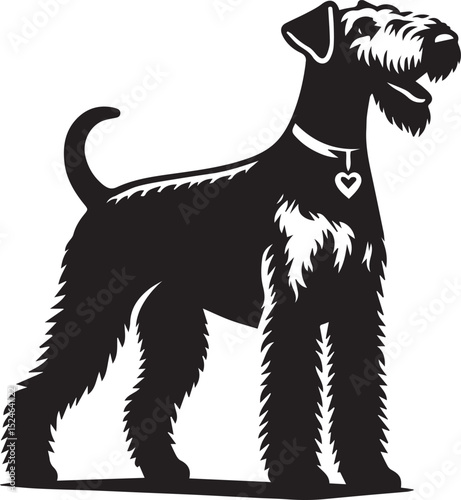 airedale terrier dog silhouette, airedale terrier dog vector illustration, dog vector illustration icon