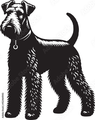 airedale terrier dog silhouette, airedale terrier dog vector illustration, dog vector illustration icon