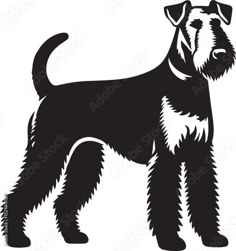 airedale terrier dog silhouette, airedale terrier dog vector illustration, dog vector illustration icon