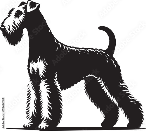airedale terrier dog silhouette, airedale terrier dog vector illustration, dog vector illustration icon