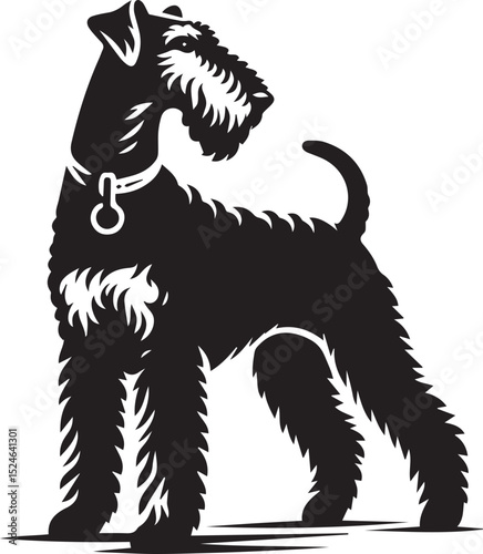 airedale terrier dog silhouette, airedale terrier dog vector illustration, dog vector illustration icon