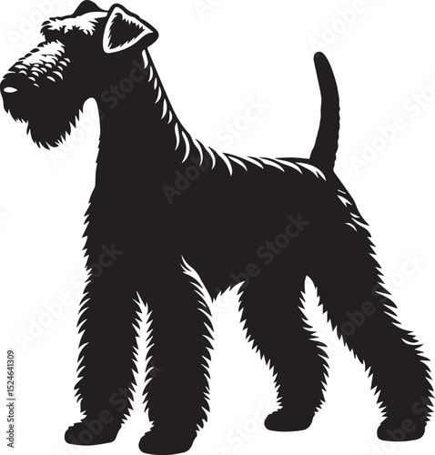 airedale terrier dog silhouette, airedale terrier dog vector illustration, dog vector illustration icon