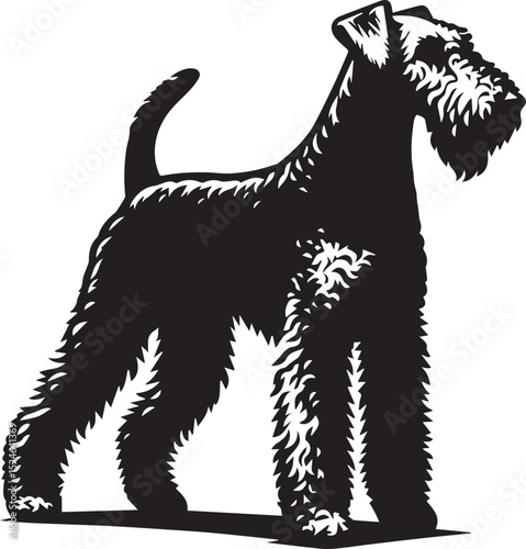 airedale terrier dog silhouette, airedale terrier dog vector illustration, dog vector illustration icon