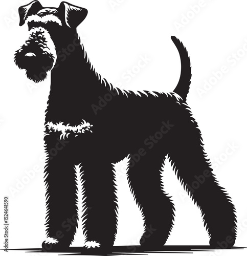 airedale terrier dog silhouette, airedale terrier dog vector illustration, dog vector illustration icon