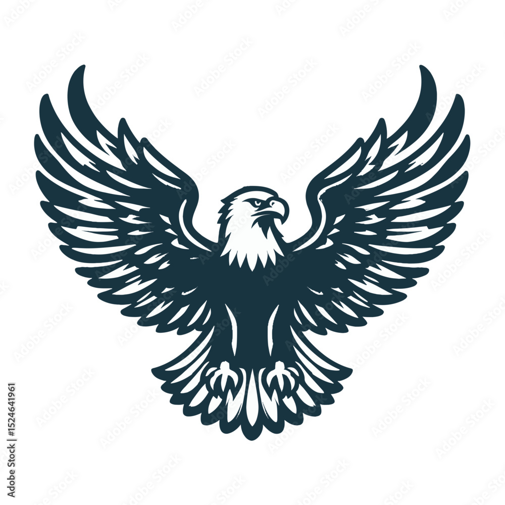 Fototapeta premium A powerful eagle with outstretched wings, suitable for blogs/websites about freedom, nature, or patriotism.