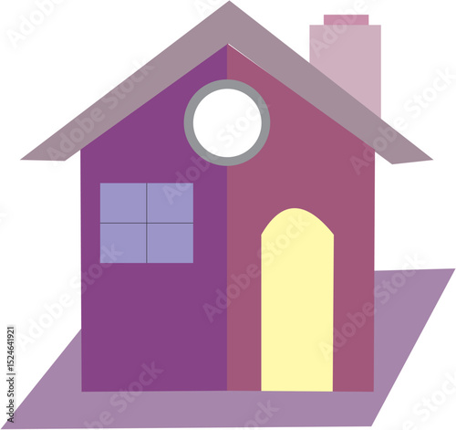 Charming Purple House Illustration Simple Home Design Clipart