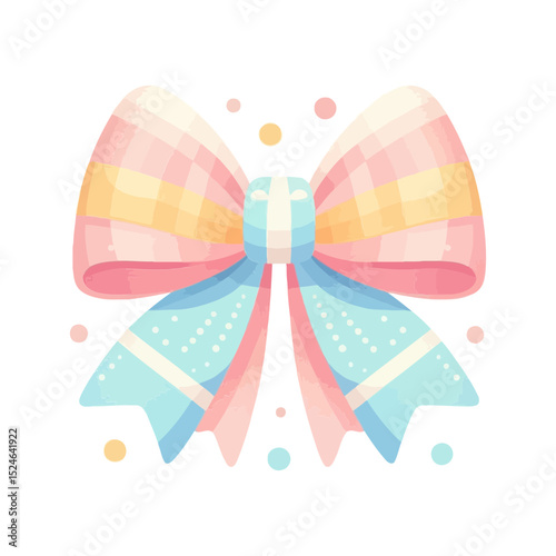 A pastel-colored bow with polka dots, perfect for gift, celebration, or baby-themed websites and blogs.