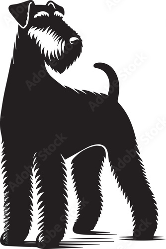 airedale terrier dog silhouette, airedale terrier dog vector illustration, dog vector illustration icon