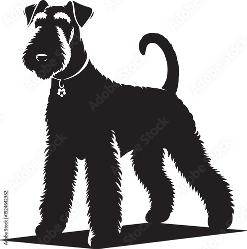 airedale terrier dog silhouette, airedale terrier dog vector illustration, dog vector illustration icon