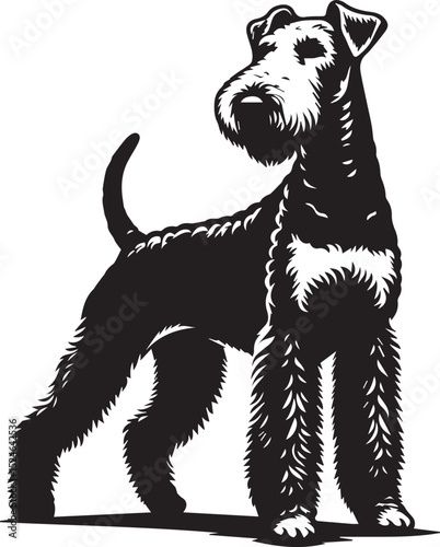 airedale terrier dog silhouette, airedale terrier dog vector illustration, dog vector illustration icon