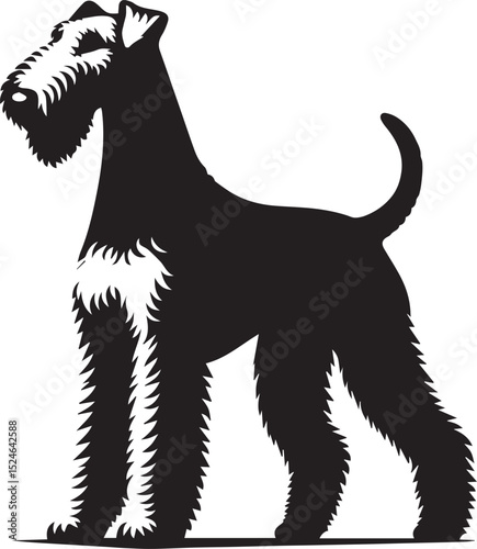 airedale terrier dog silhouette, airedale terrier dog vector illustration, dog vector illustration icon