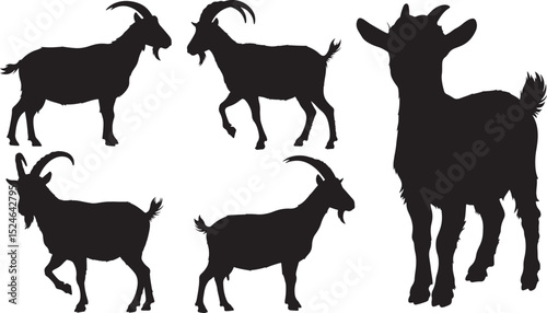 Mountain goat silhouette vector illustration