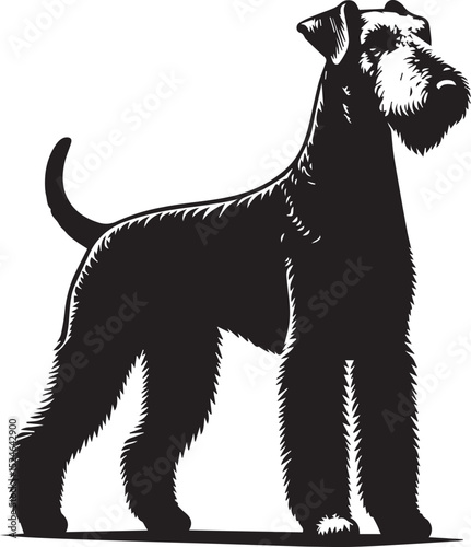 airedale terrier dog silhouette, airedale terrier dog vector illustration, dog vector illustration icon