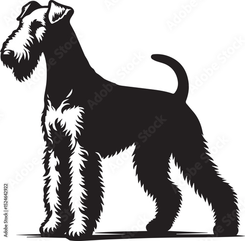 airedale terrier dog silhouette, airedale terrier dog vector illustration, dog vector illustration icon