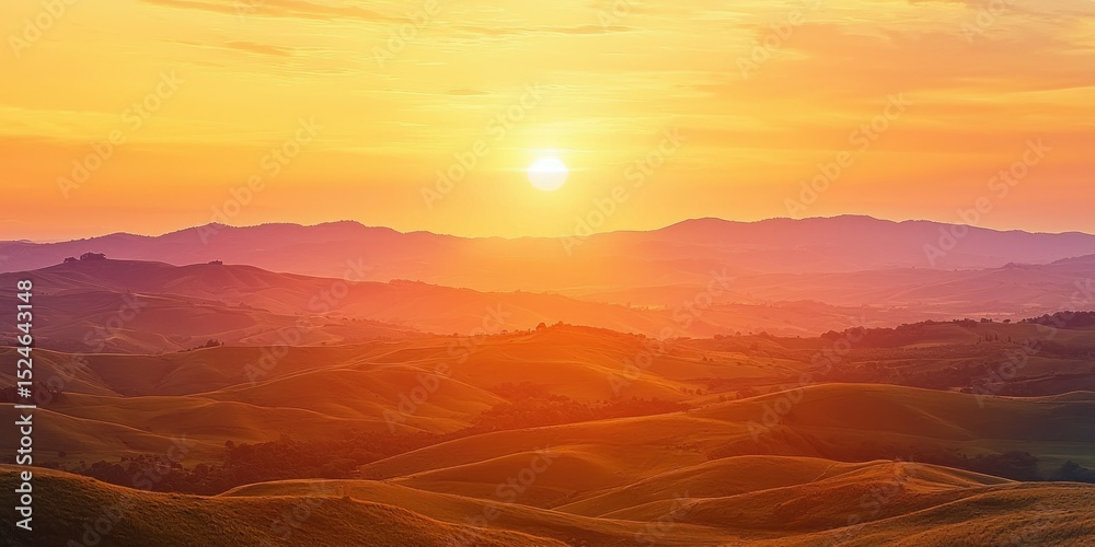 Naklejka premium Sunset Over Rolling Hills