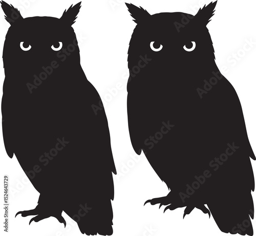 Owl perched silhouette vector illustration