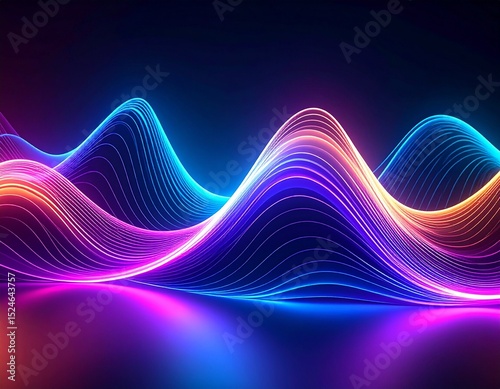 render of a vibrant, abstract representation of light waves in various neon colors