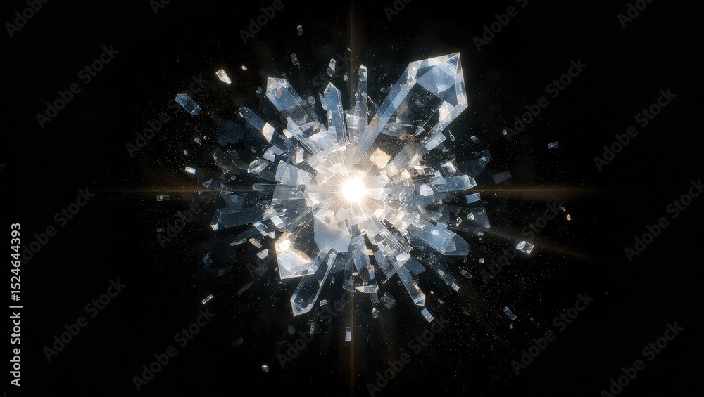 Obraz premium Crystal Explosion on Black Background