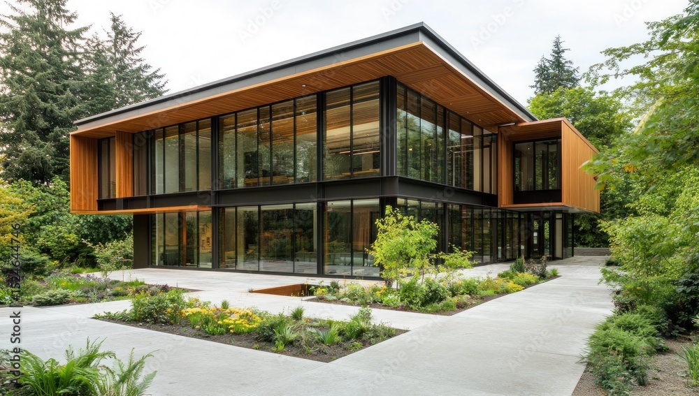 Modern Architectural Design Blending with Nature's Serenity, Residential Elegance Modern Architectural Design Blending with Nature's Serenity, Residential Elegance