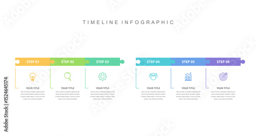 Infographic elements template Business concept with icons and 6 options, workflow layout, Jigsaw, icons, diagram, report, web design. Creative, vector, illustration.
