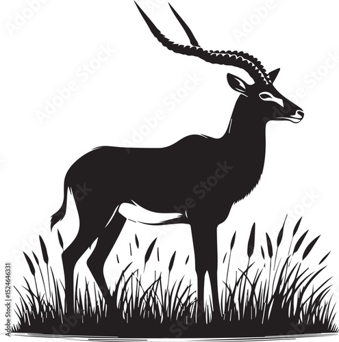 deer silhouette vector, antelope vector illustration, antelope vector illustration icon