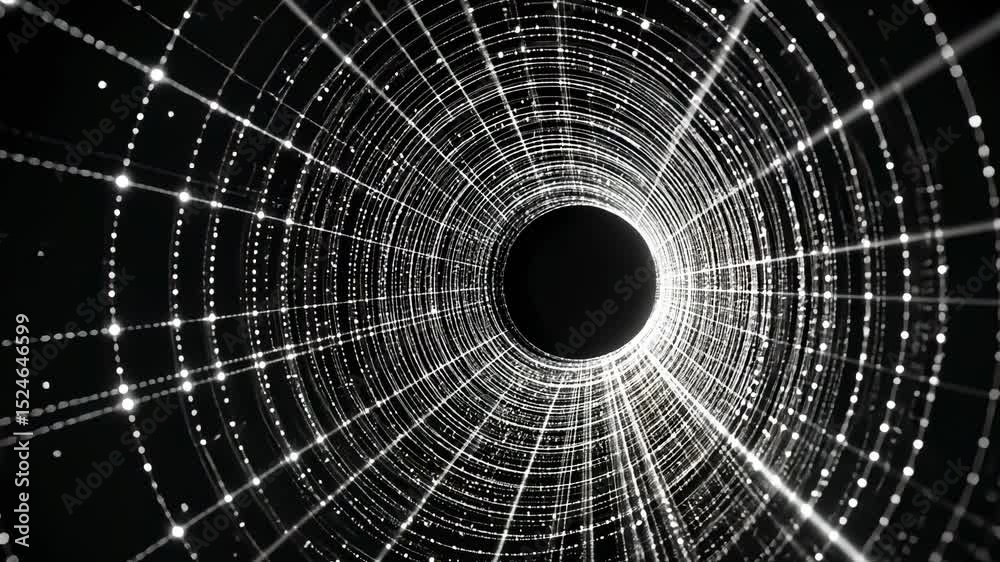 Luminous dot matrix tunnel leads to black hole