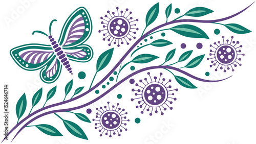 Vibrant Color Scheme Vector Design of Beneficial Bacteria in Microscopic Art  