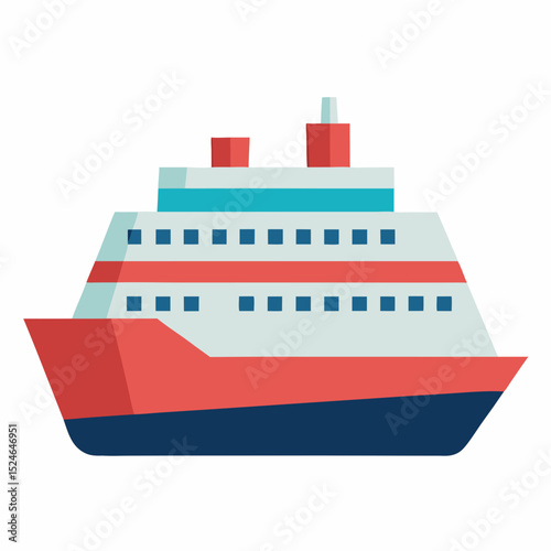 Summer holiday cruise ship vector art—ideal for sea travel advertisements and travel agency promotions.