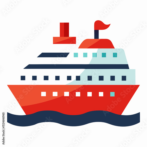 Modern cruise ship vector on white—perfect for tourism brochures, tropical posters, and ocean getaway ads.