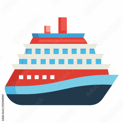Summer day cruise ship vector—great for holiday package graphics, seaside flyers, and travel promotions.