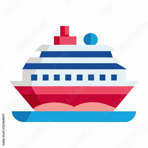 Cruise ship vector illustration for summer holidays—great for travel brochures, beach-themed ads, and web graphics.