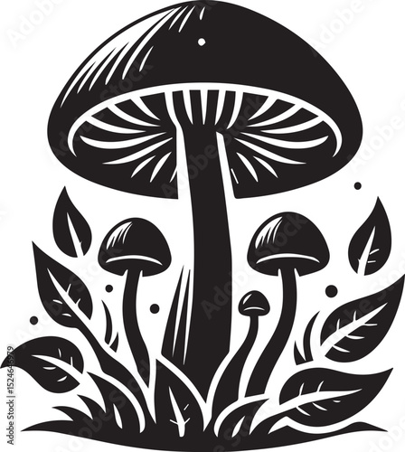 black mushroom vector illustration, mushroom vector illustration icon