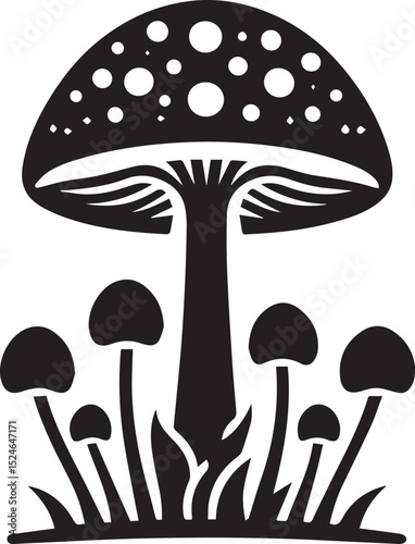 black mushroom vector illustration, mushroom vector illustration icon