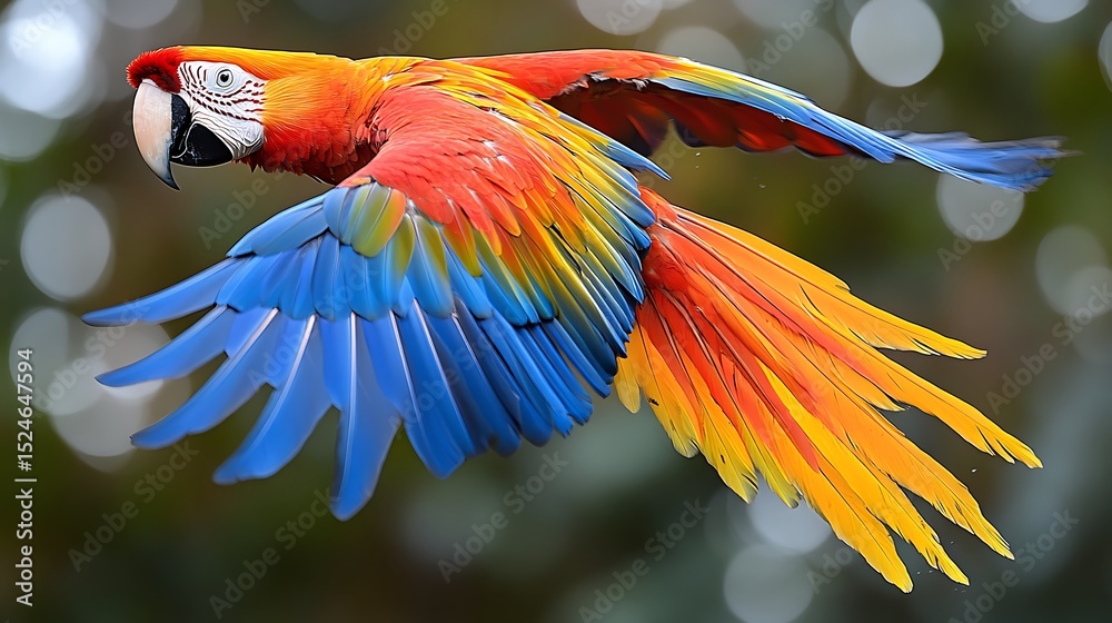 Fototapeta premium Colorful macaw in flight