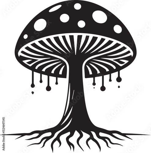black mushroom vector illustration, mushroom vector illustration icon