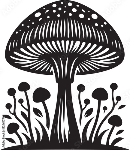 black mushroom vector illustration, mushroom vector illustration icon