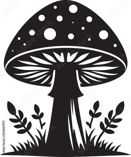 black mushroom vector illustration, mushroom vector illustration icon